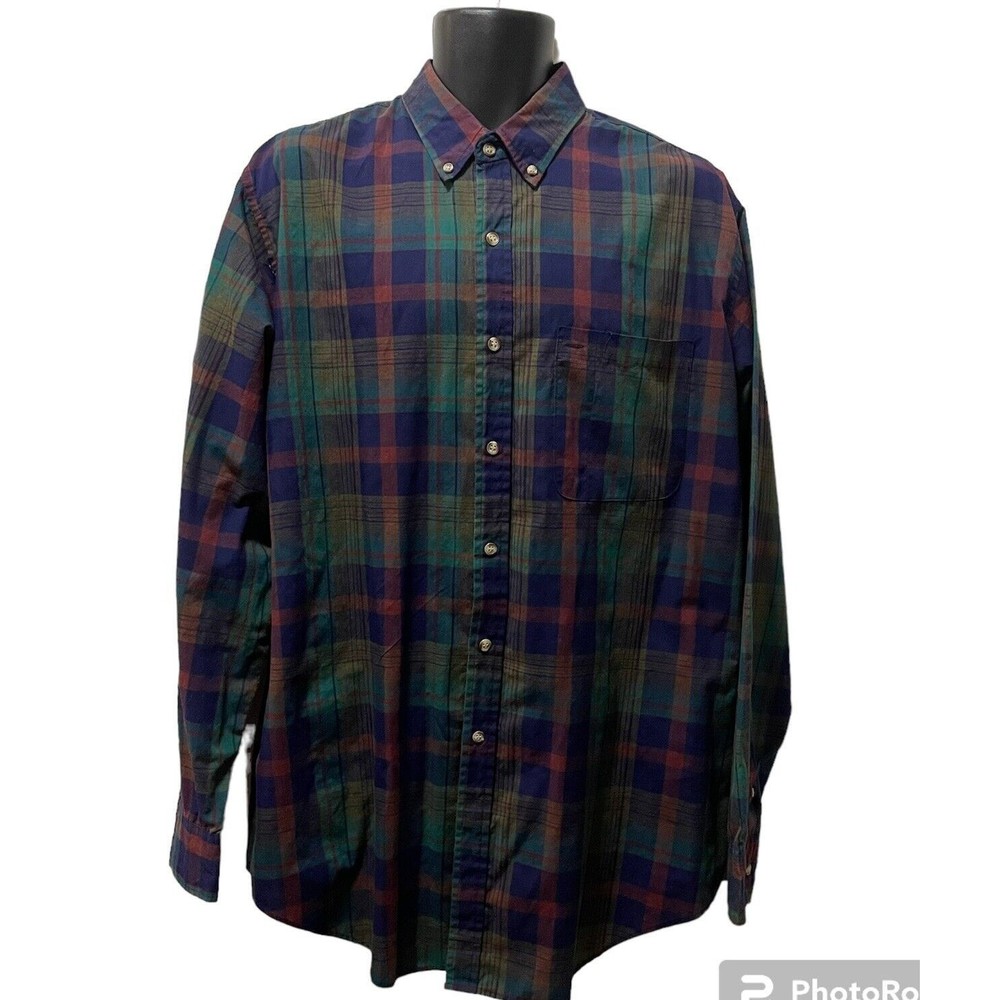 McGregor Classic Men’s Button Up Long Sleeve Plaid‎ Shirt Size XLT EUC